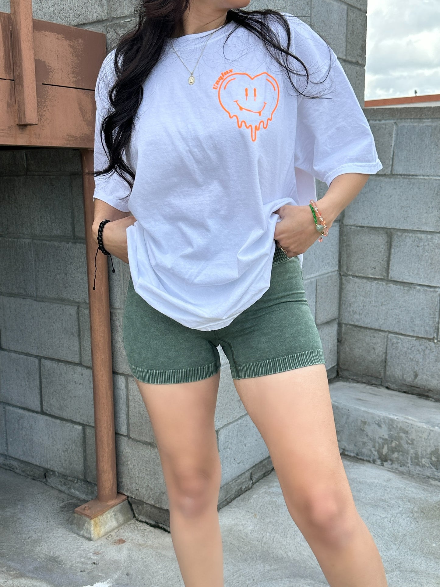 Snatched Biker Shorts (Acid wash green)