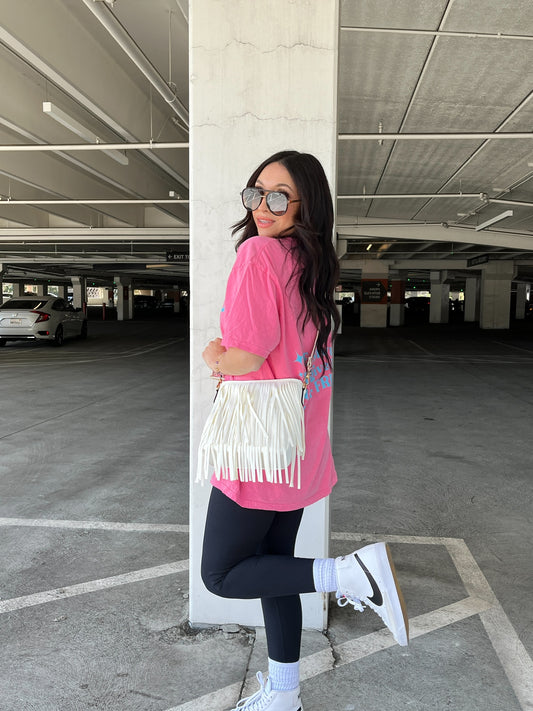 Fringe Crossbody (White/Pink) PREORDER